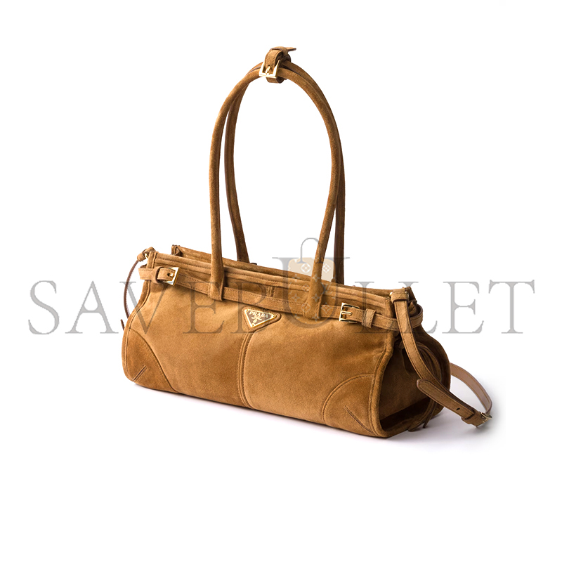 Pra*a bonnie medium suede handbag 1ba426 (32*15.5*12cm)